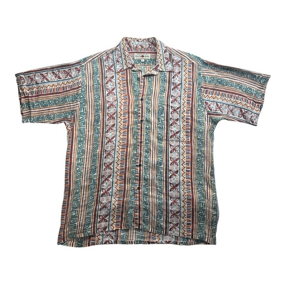 Bernini Other - Vintage BERNINI 100% Linen Button Down Shirt | Abstract Stripe | Sz L 16.5